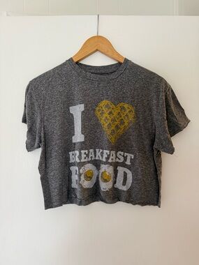 I Heart Breakfast Food Gray Cropped Tee